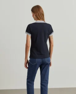 Polo piqué bicolor em algodão|LION OF PORCHES New