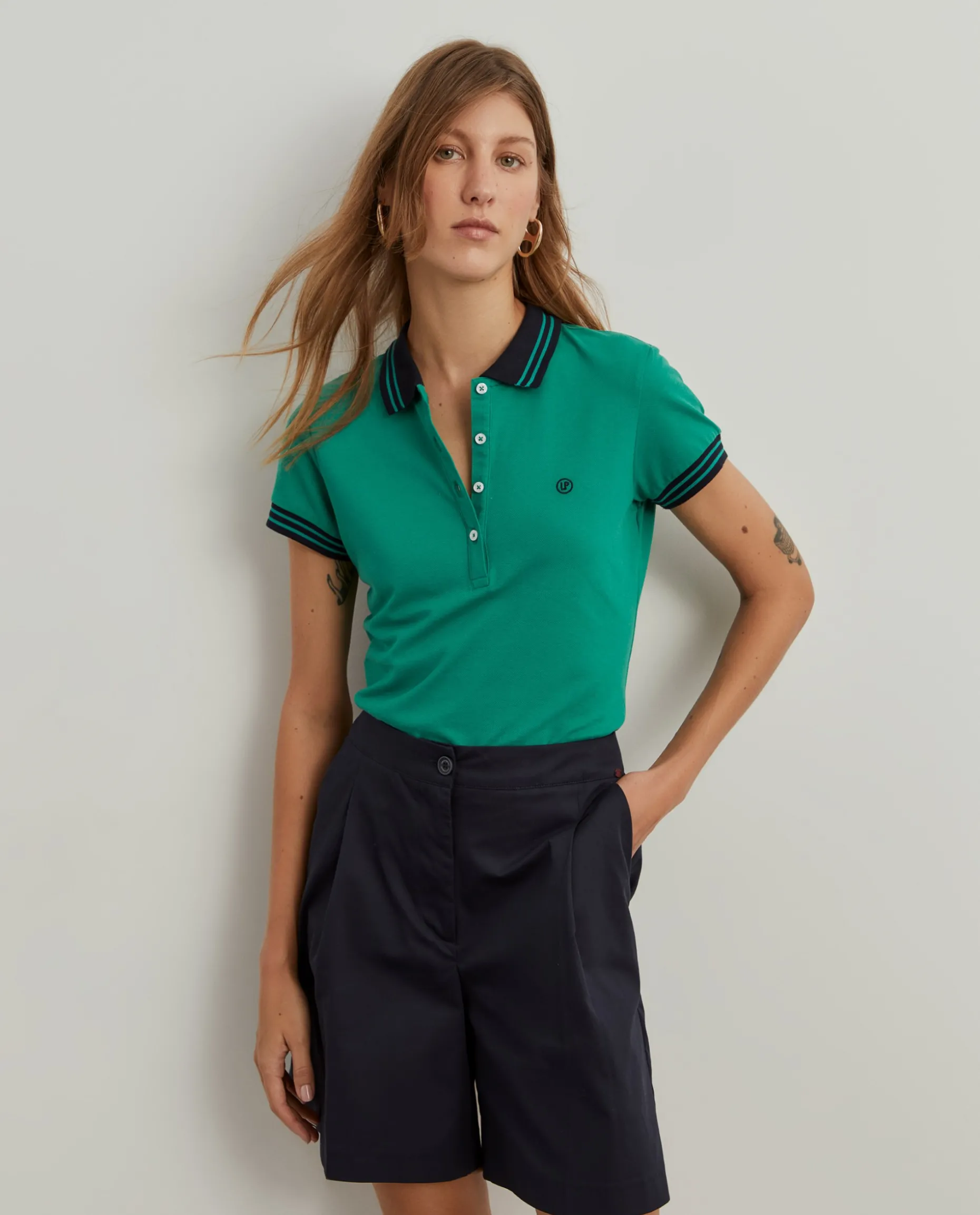 Polo piqué bicolor em algodão|LION OF PORCHES Clearance