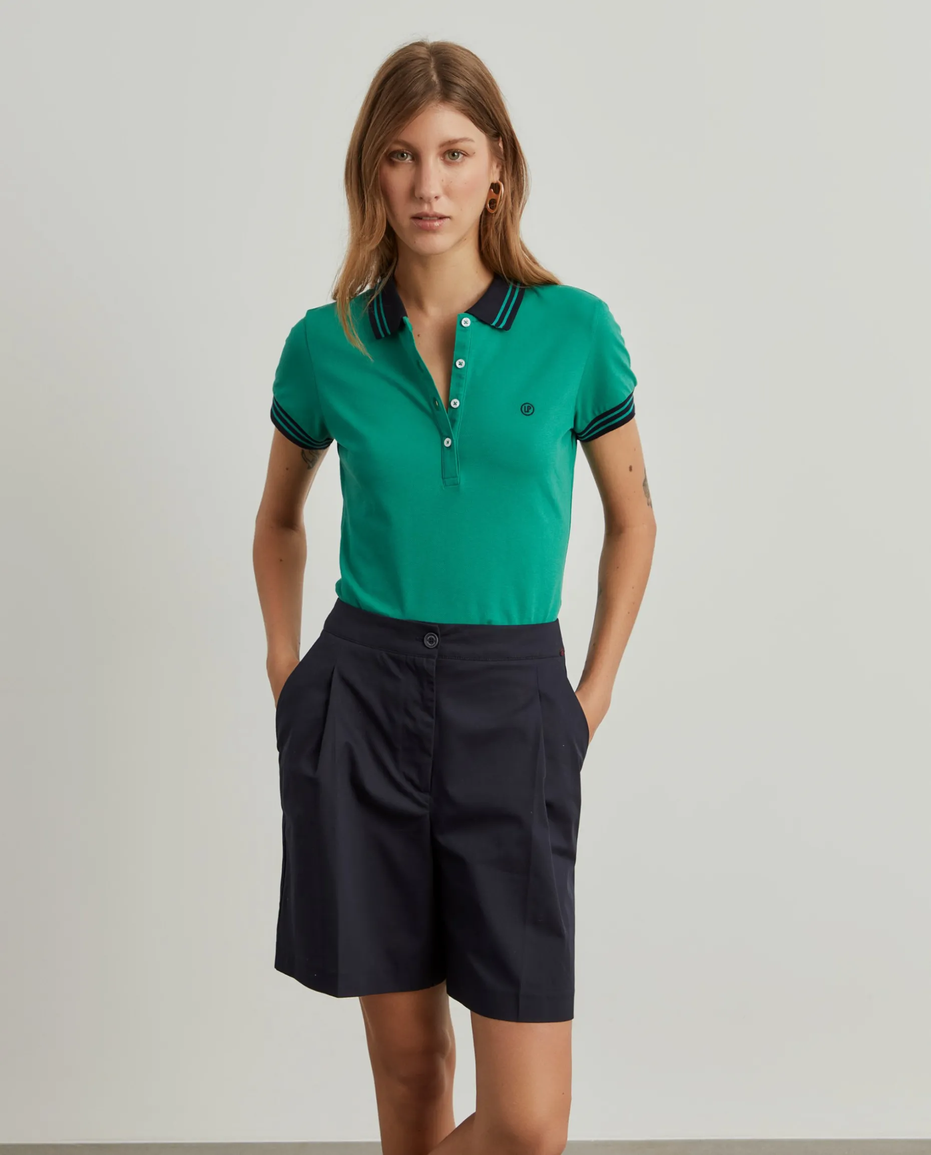 Polo piqué bicolor em algodão|LION OF PORCHES Clearance