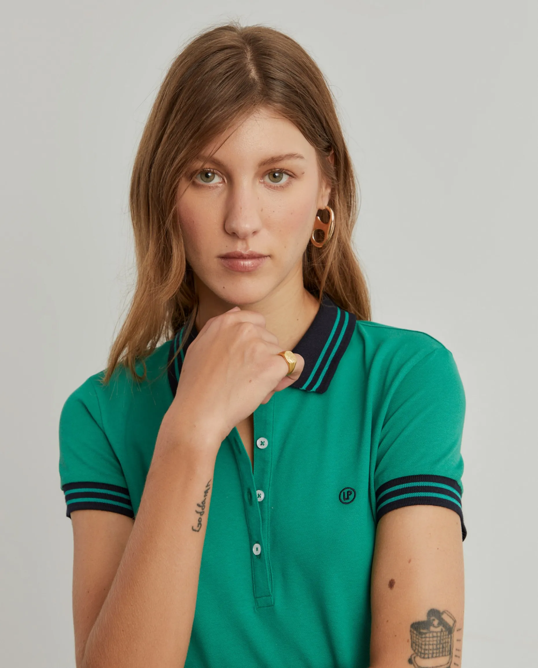 Polo piqué bicolor em algodão|LION OF PORCHES Clearance