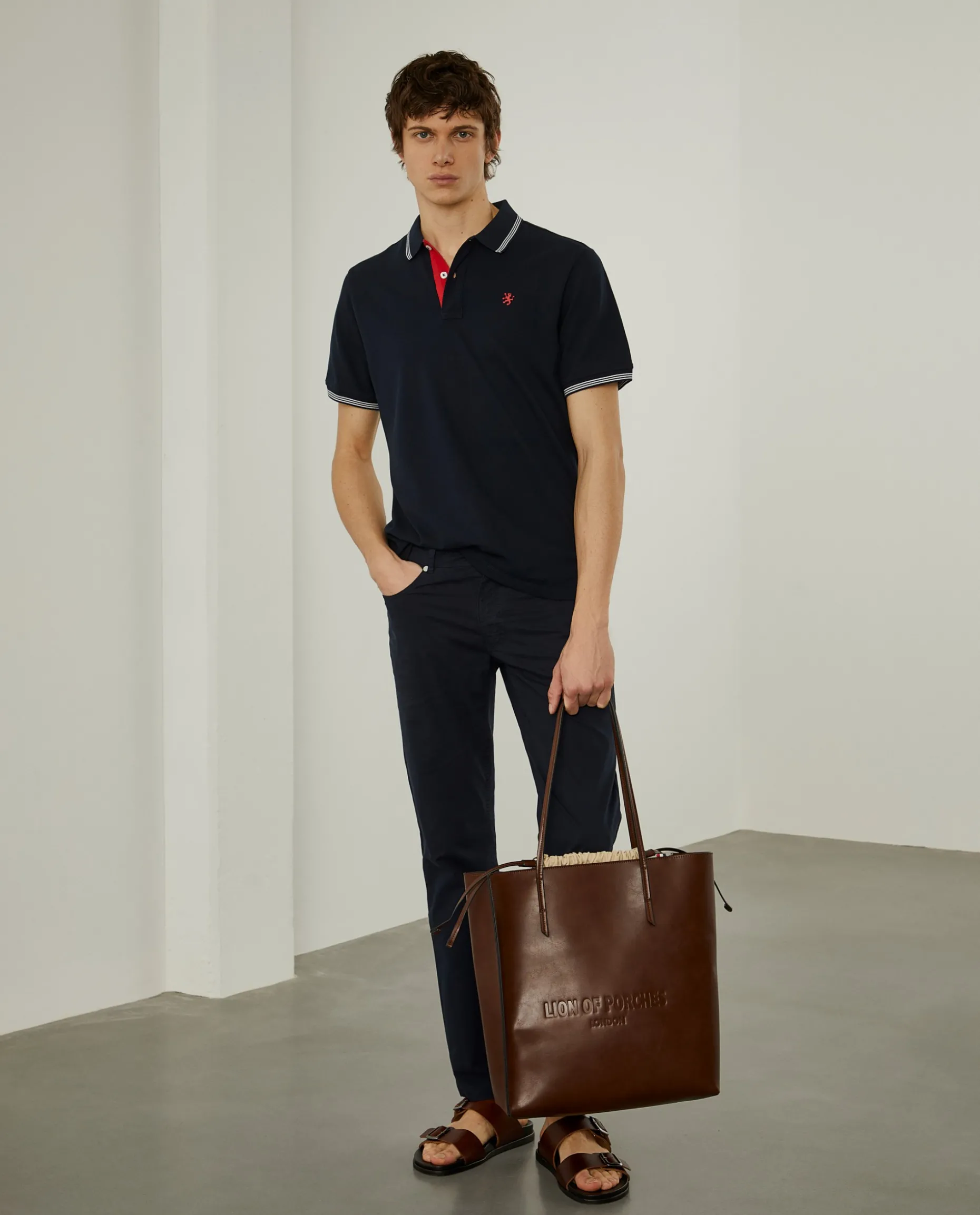 Polo piqué com riscas a contraste|LION OF PORCHES Sale