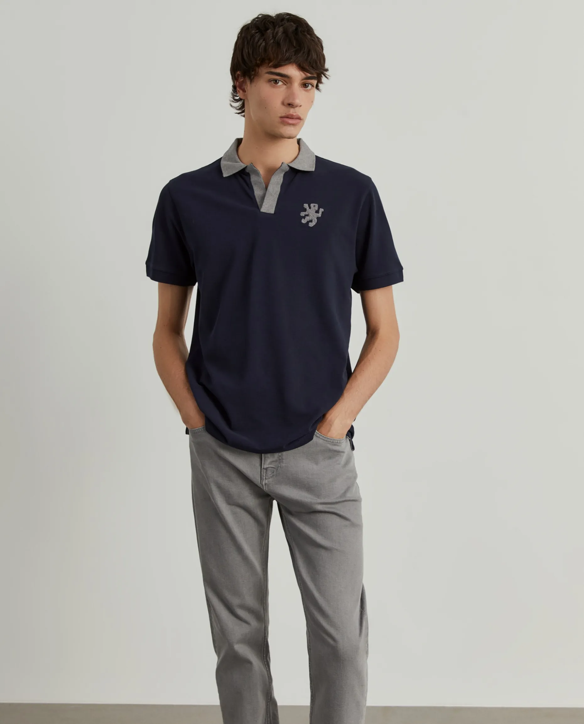 Polo piqué sem botões gola em contraste|LION OF PORCHES Best Sale