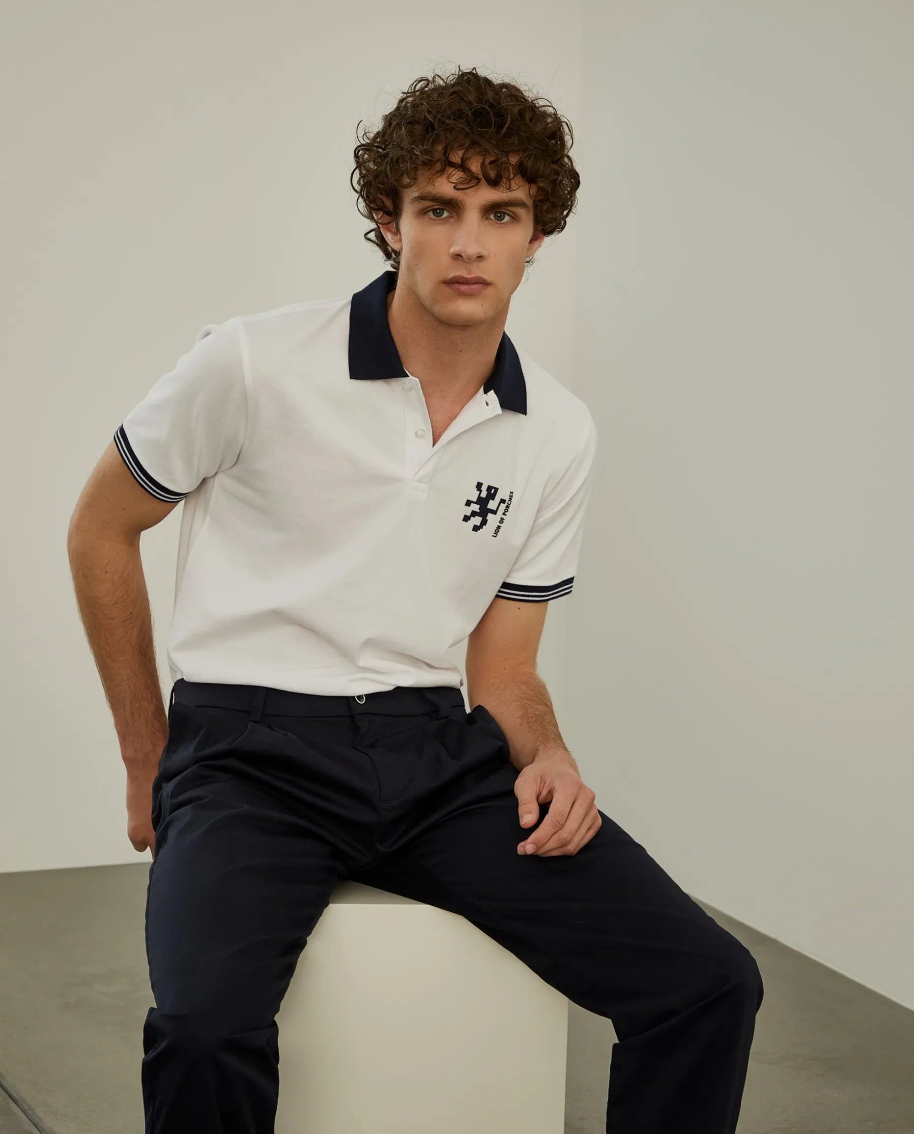 Polo piqué slim fit em algodão|LION OF PORCHES Store