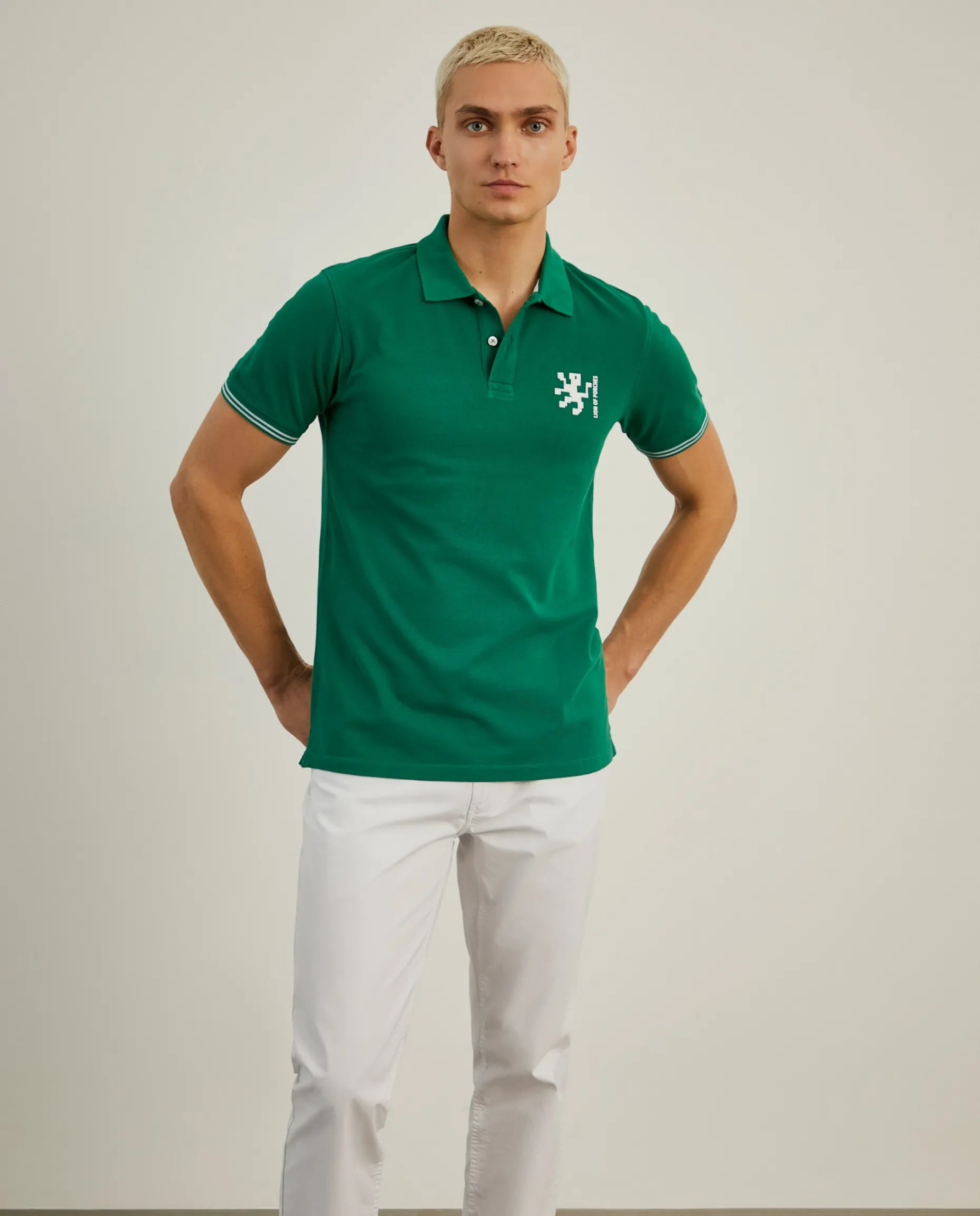 Polo piqué slim fit em algodão|LION OF PORCHES Hot