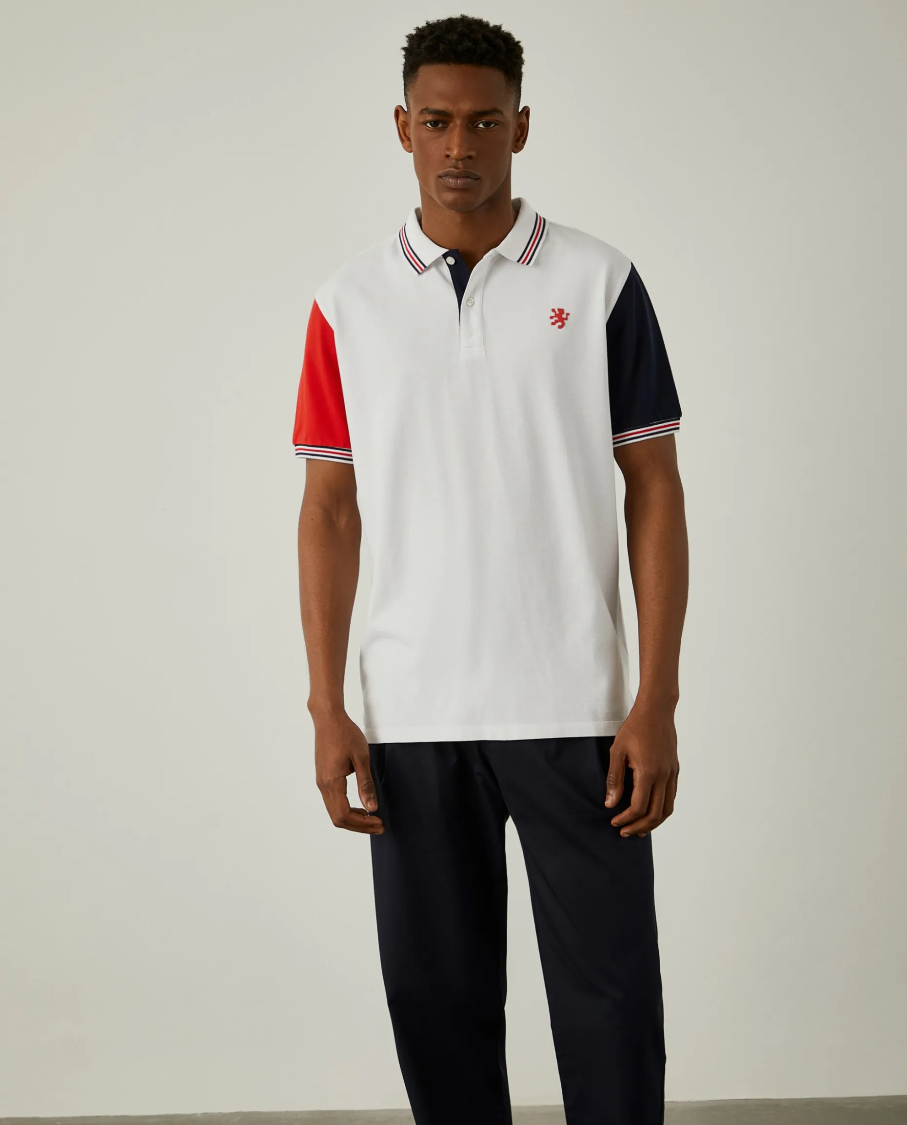 Polo piqué slim fit tricolor|LION OF PORCHES Cheap