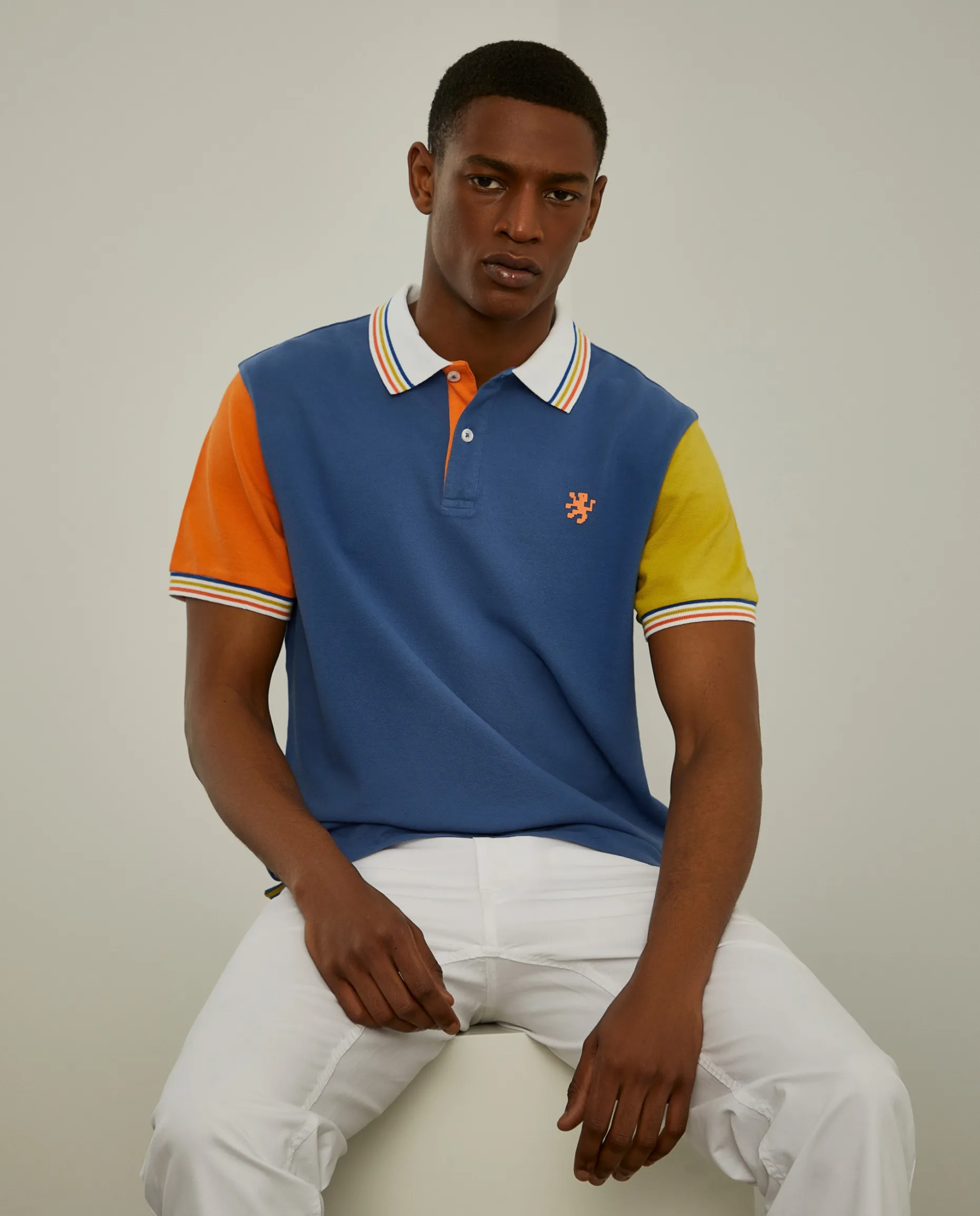 Polo piqué slim fit tricolor|LION OF PORCHES Cheap