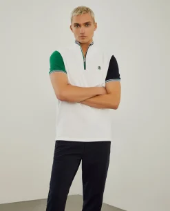 Polo piqué tricolor com fecho|LION OF PORCHES Flash Sale