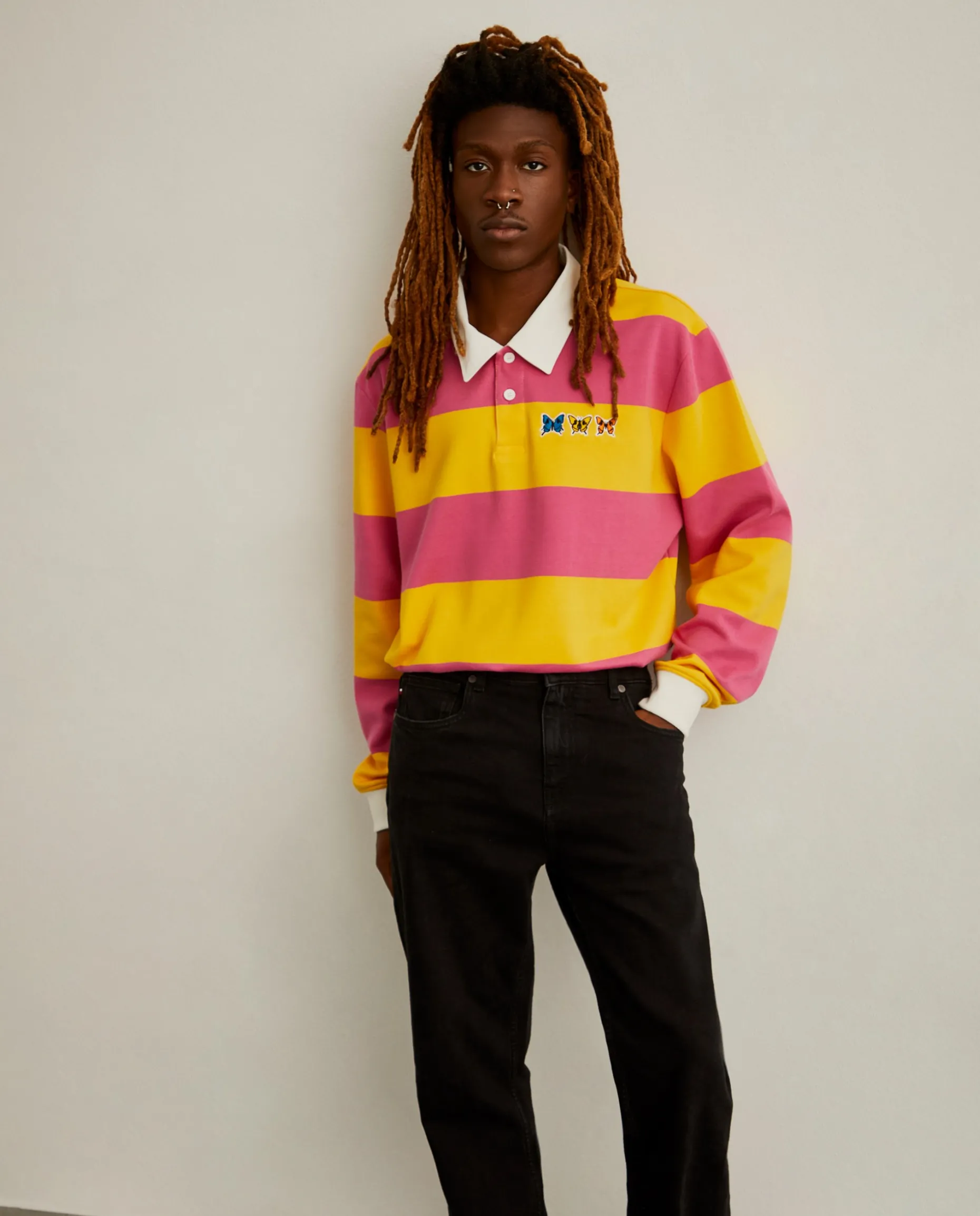 Polo rugby de manga comprida com padrão de riscas|LION OF PORCHES Fashion