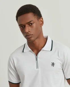 Polo slim fit com fecho e riscas|LION OF PORCHES Sale