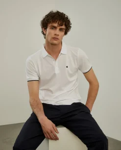 Polo slim fit com riscas a contraste|LION OF PORCHES Clearance