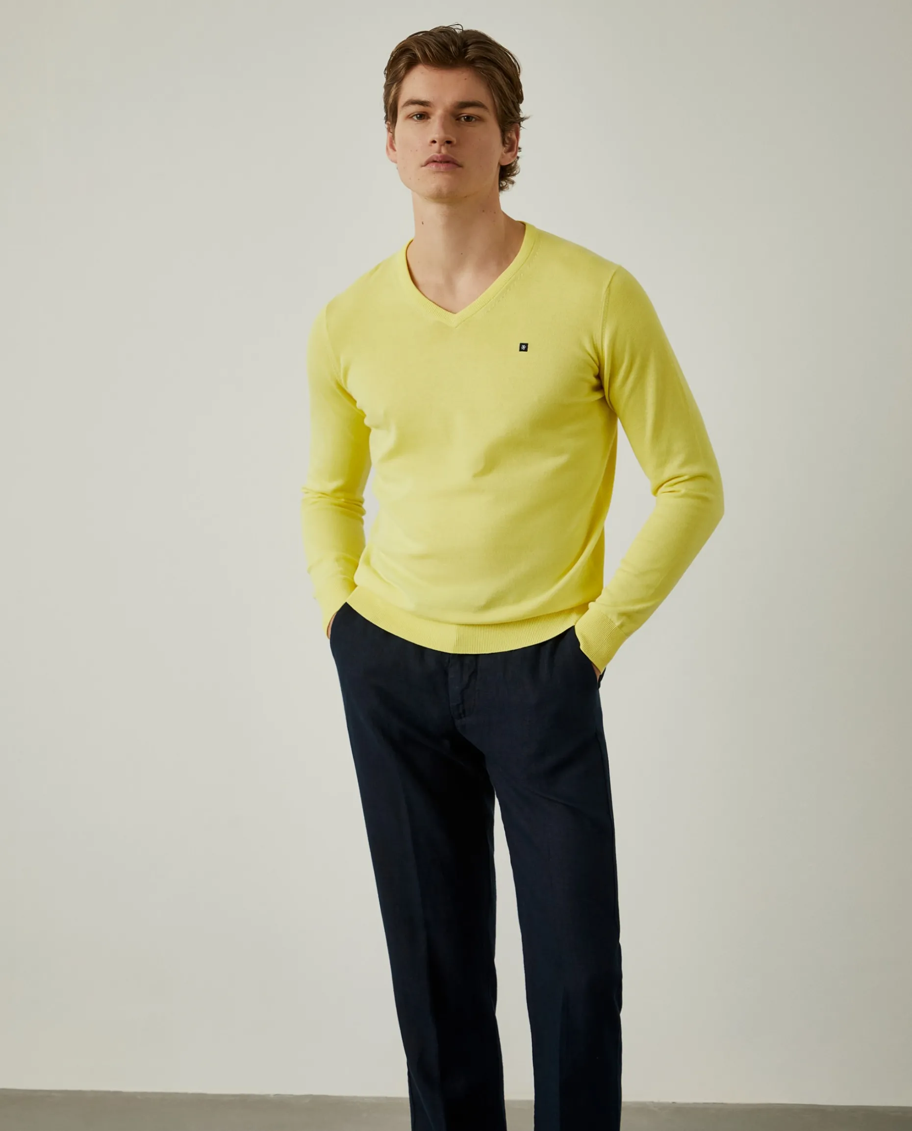 Pullover de algodão com decote em V|LION OF PORCHES New