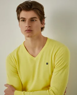 Pullover de algodão com decote em V|LION OF PORCHES New