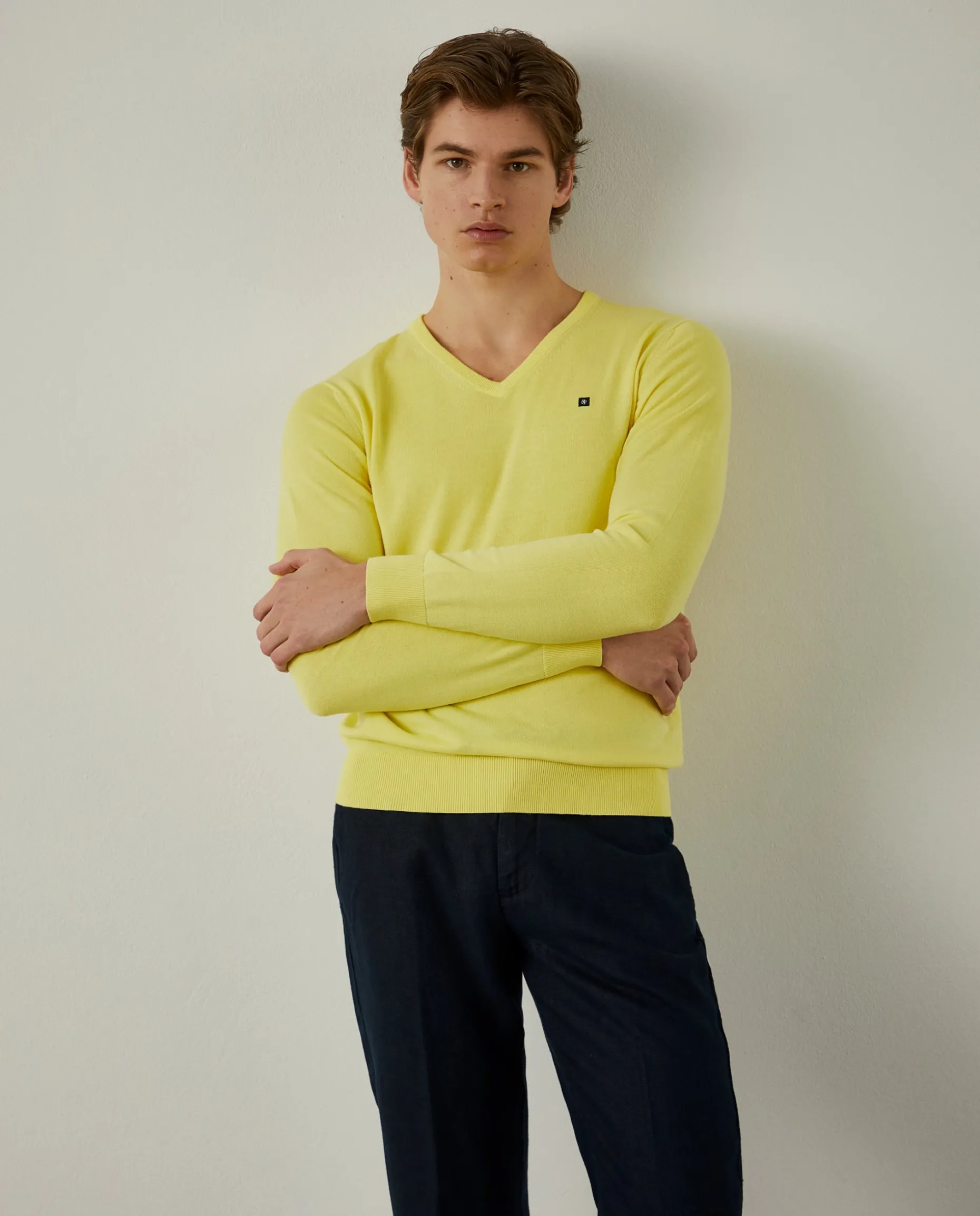 Pullover de algodão com decote em V|LION OF PORCHES New
