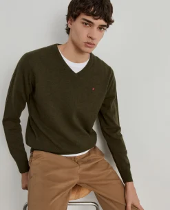 Pullover de lã decote em bico|LION OF PORCHES New