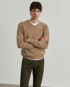 Pullover de lã decote em V|LION OF PORCHES Hot