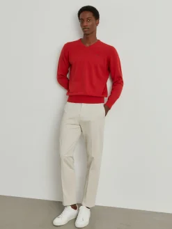 Pullover de lã decote em V|LION OF PORCHES Fashion