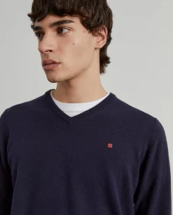 Pullover de lã decote em V|LION OF PORCHES Shop