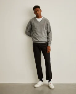 Pullover decote em V de algodão e caxemira|LION OF PORCHES Best Sale