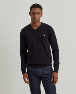 Pullover decote em V mistura de lã|LION OF PORCHES Best Sale
