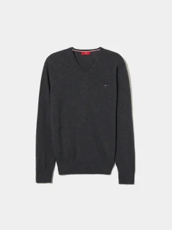 Pullover decote em V mistura de lã|LION OF PORCHES Fashion