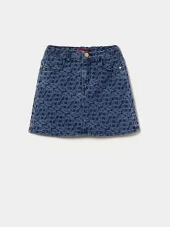 Saia denim com monograma|LION OF PORCHES Hot