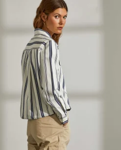 Sobrecamisa com riscas e cintura ajustável|LION OF PORCHES New