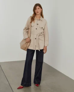Sobrecamisa em malha com cinto e bolsos|LION OF PORCHES Fashion