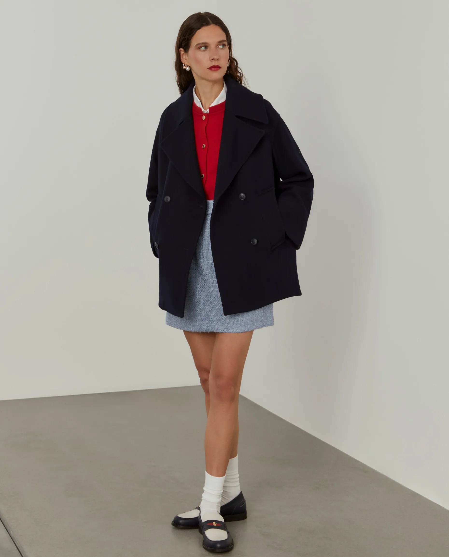 Sobretudo cruzado oversize mistura de lã|LION OF PORCHES New
