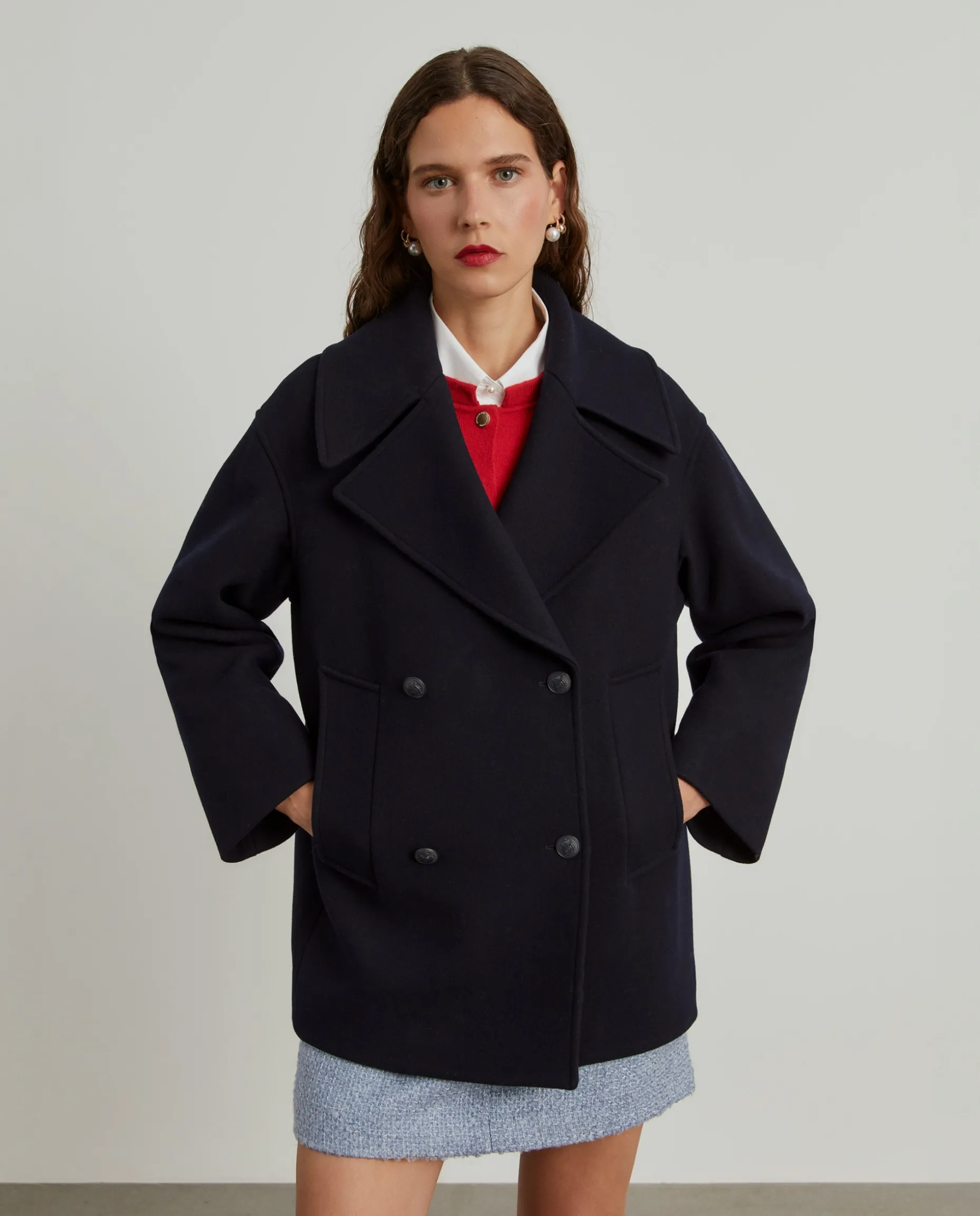 Sobretudo cruzado oversize mistura de lã|LION OF PORCHES New