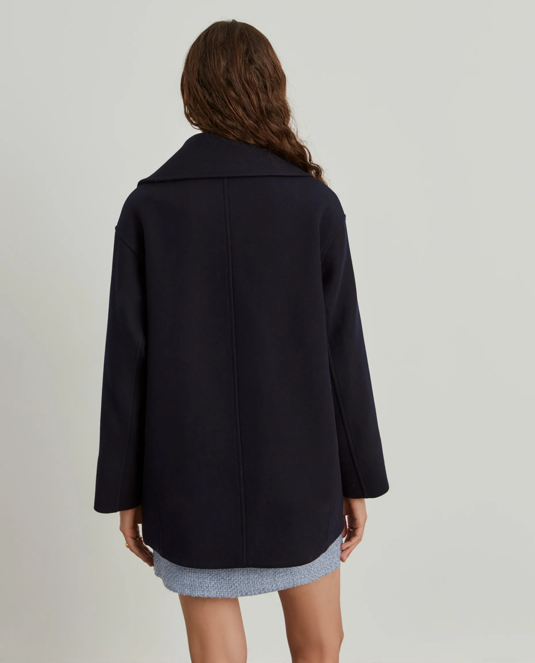 Sobretudo cruzado oversize mistura de lã|LION OF PORCHES New