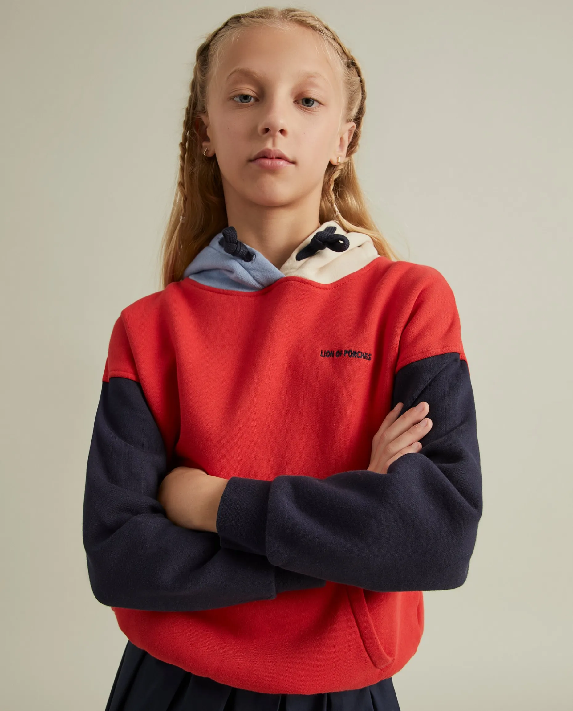 Sweater color block com capuz|LION OF PORCHES Cheap