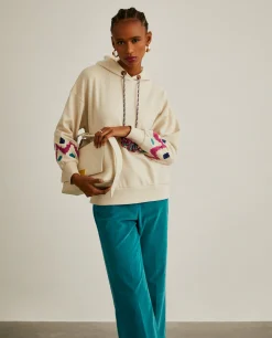 Sweater com capuz e bordado jacquard nas mangas|LION OF PORCHES Best Sale