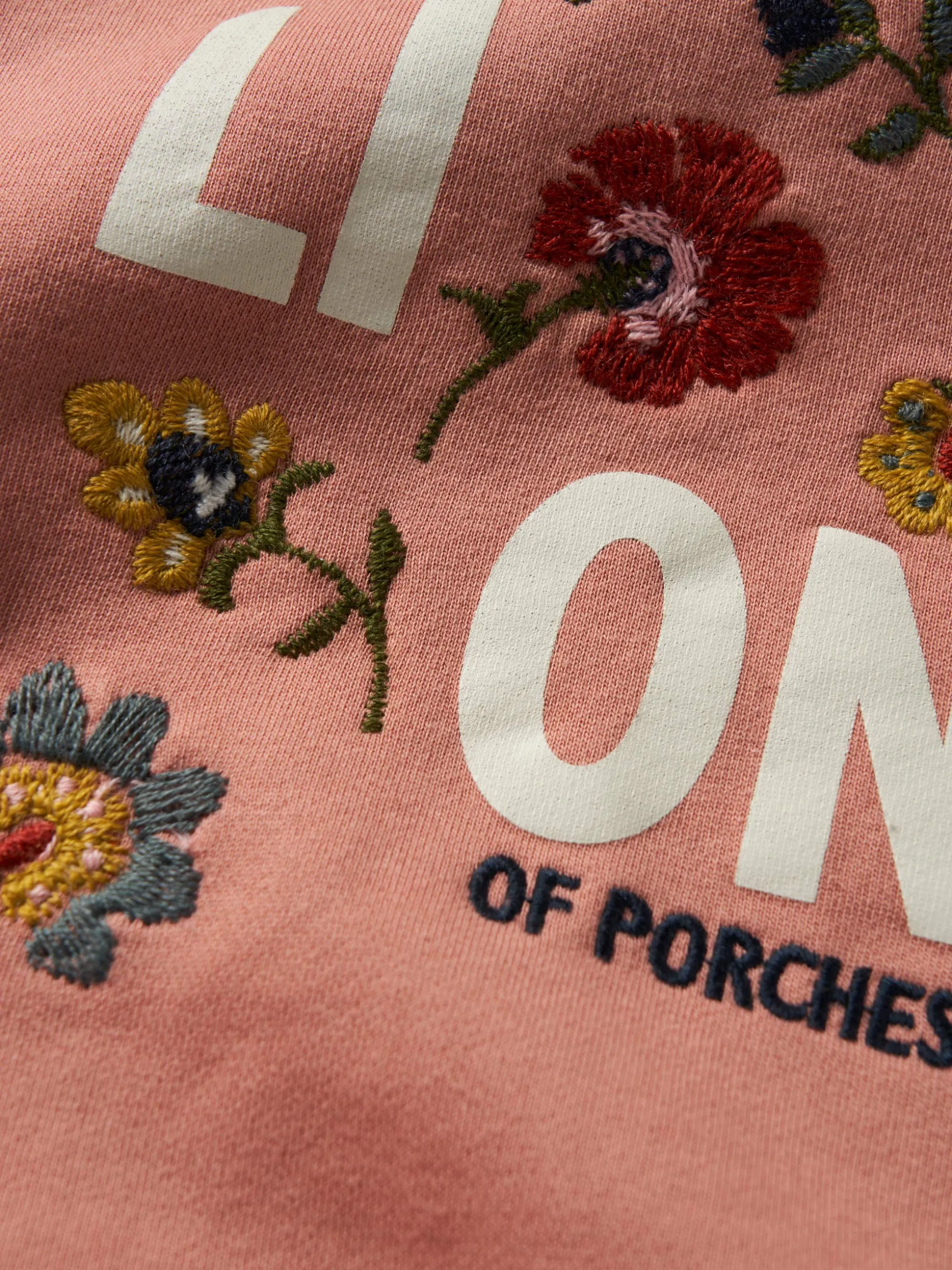 Sweater com capuz e bordado de flores|LION OF PORCHES Store