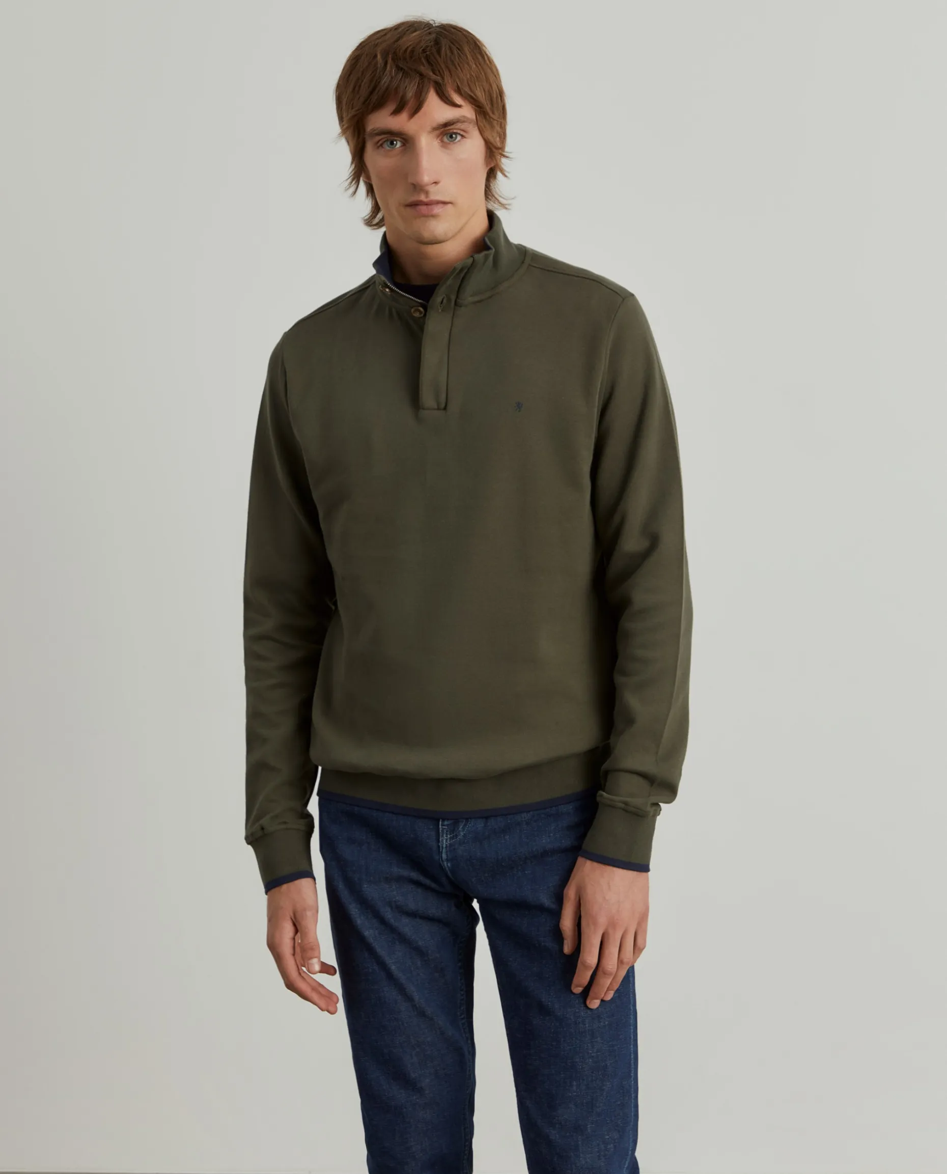 Sweater de algodão com botões e meio fecho|LION OF PORCHES Cheap