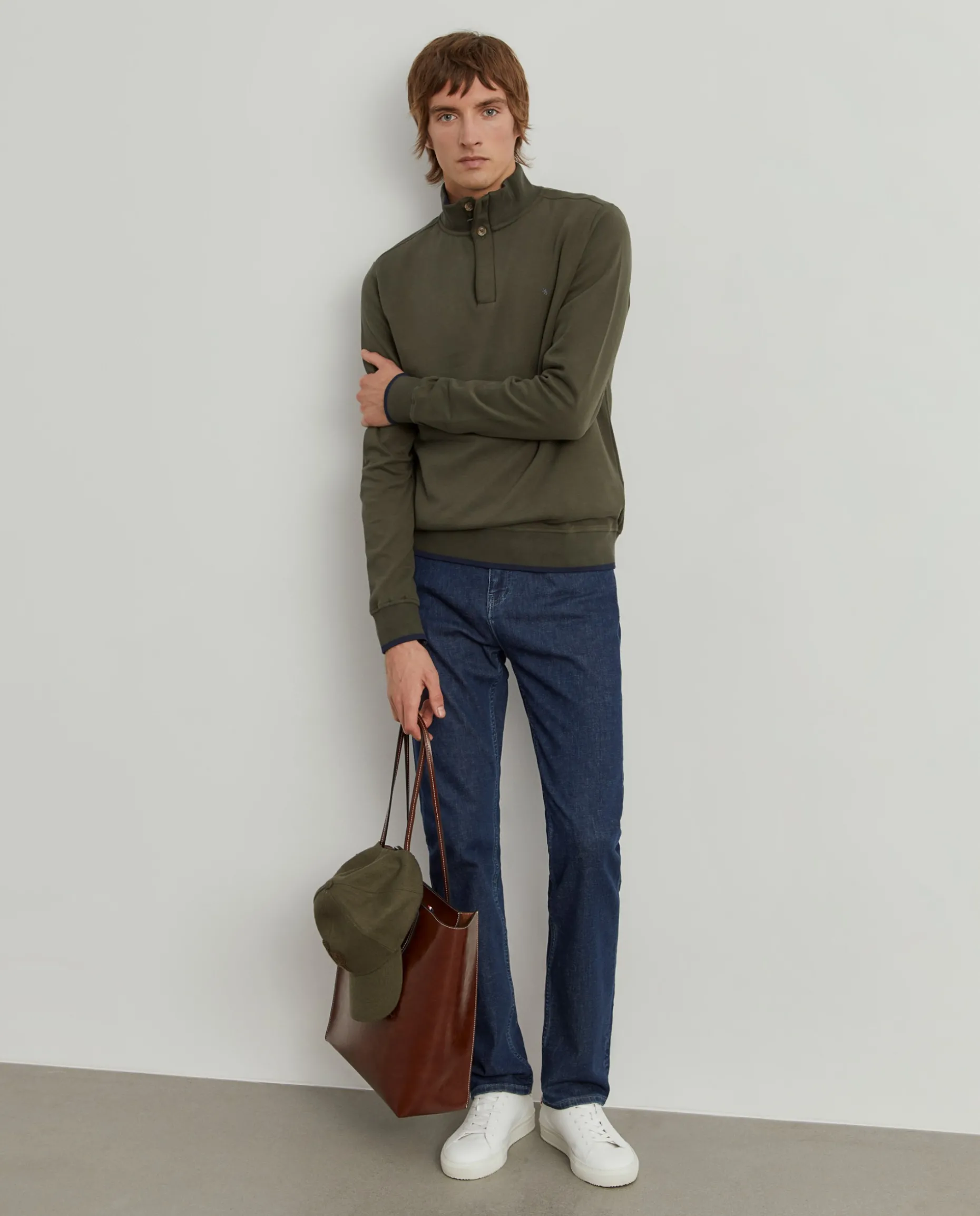 Sweater de algodão com botões e meio fecho|LION OF PORCHES Cheap