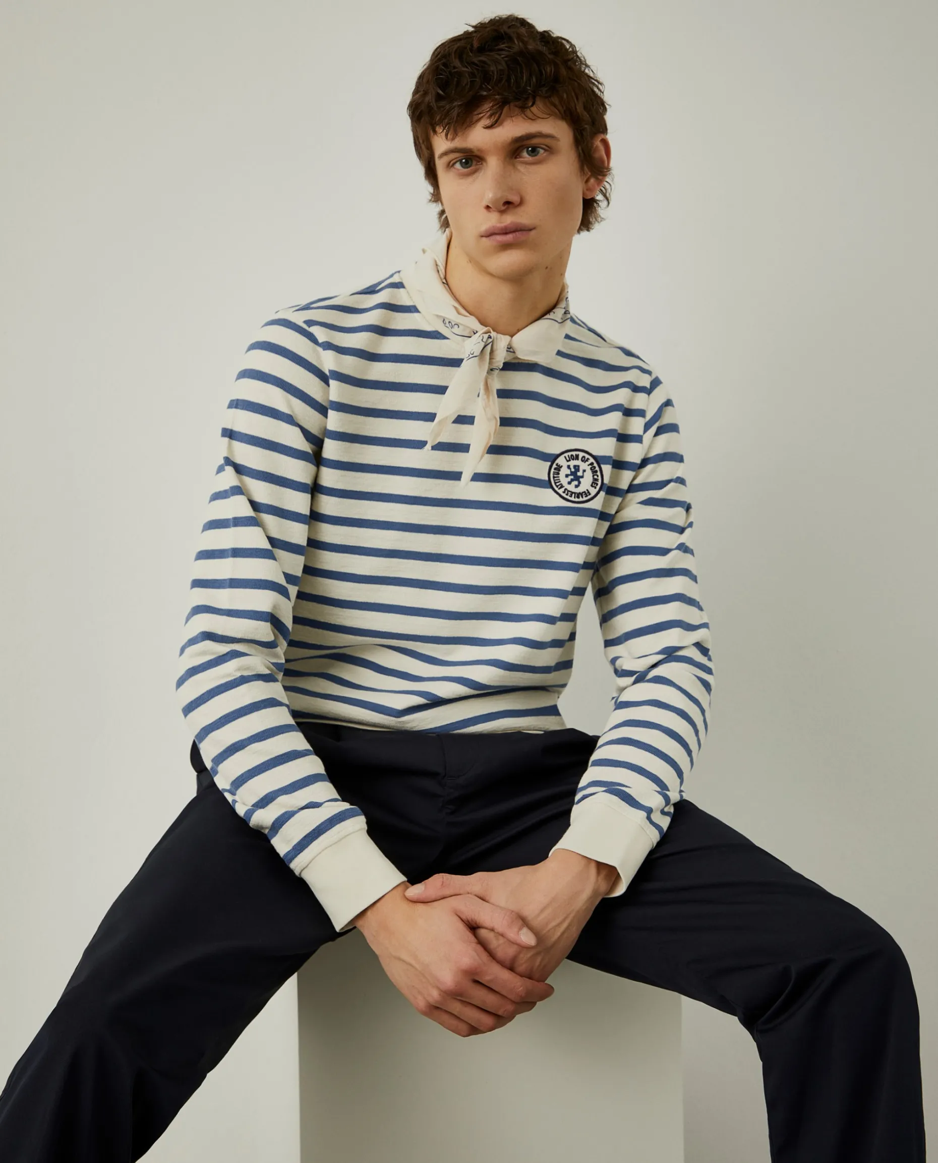 Sweater de algodão com padrão de riscas|LION OF PORCHES Best Sale