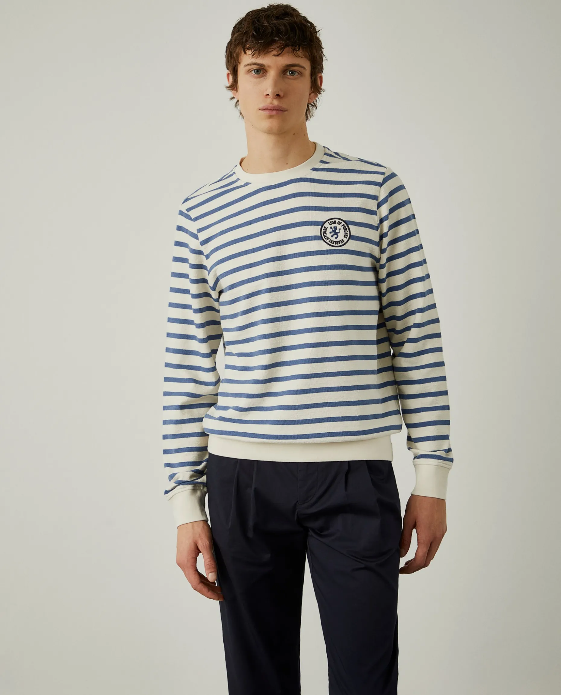 Sweater de algodão com padrão de riscas|LION OF PORCHES Best Sale