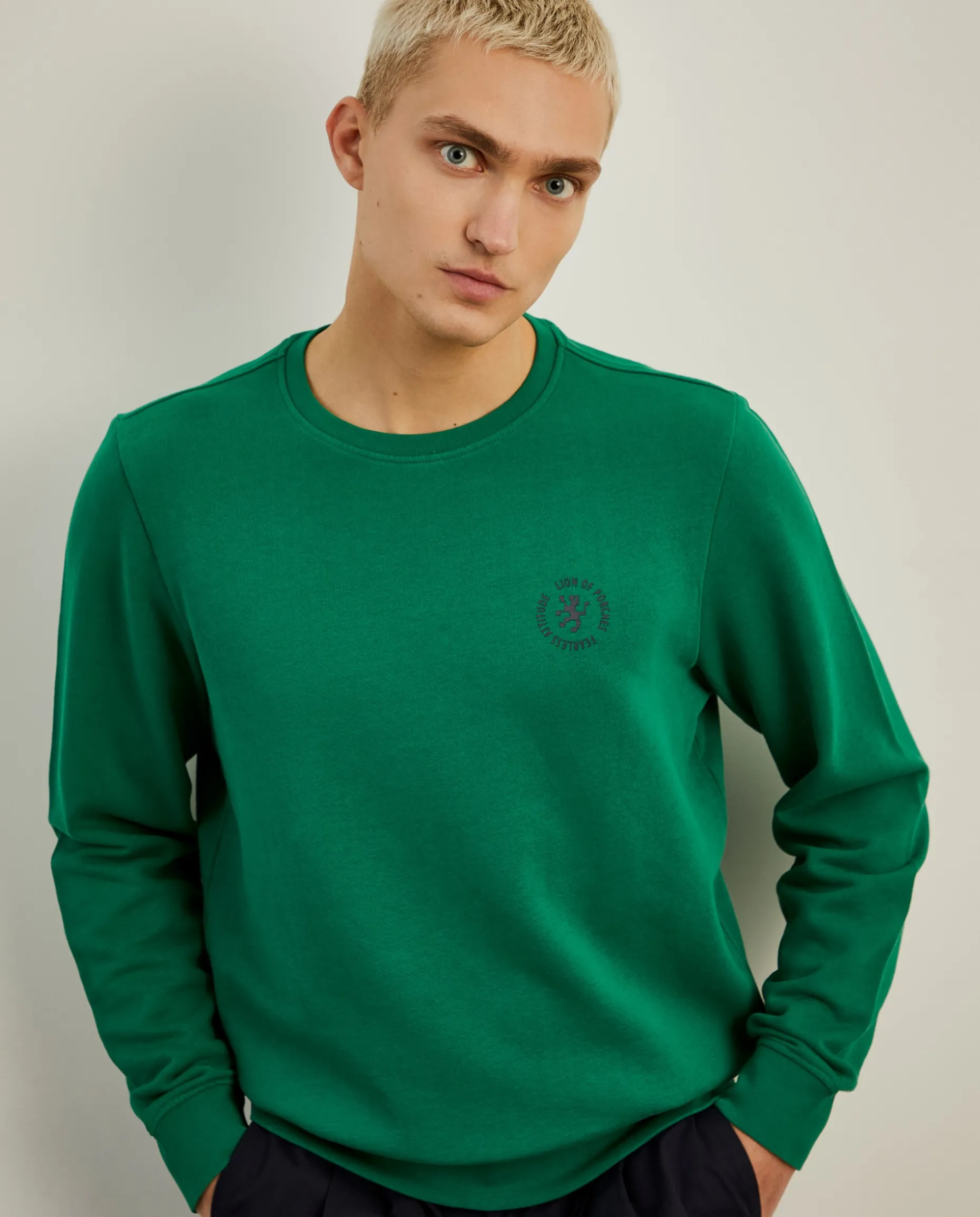Sweater de gola redonda em algodão|LION OF PORCHES Clearance