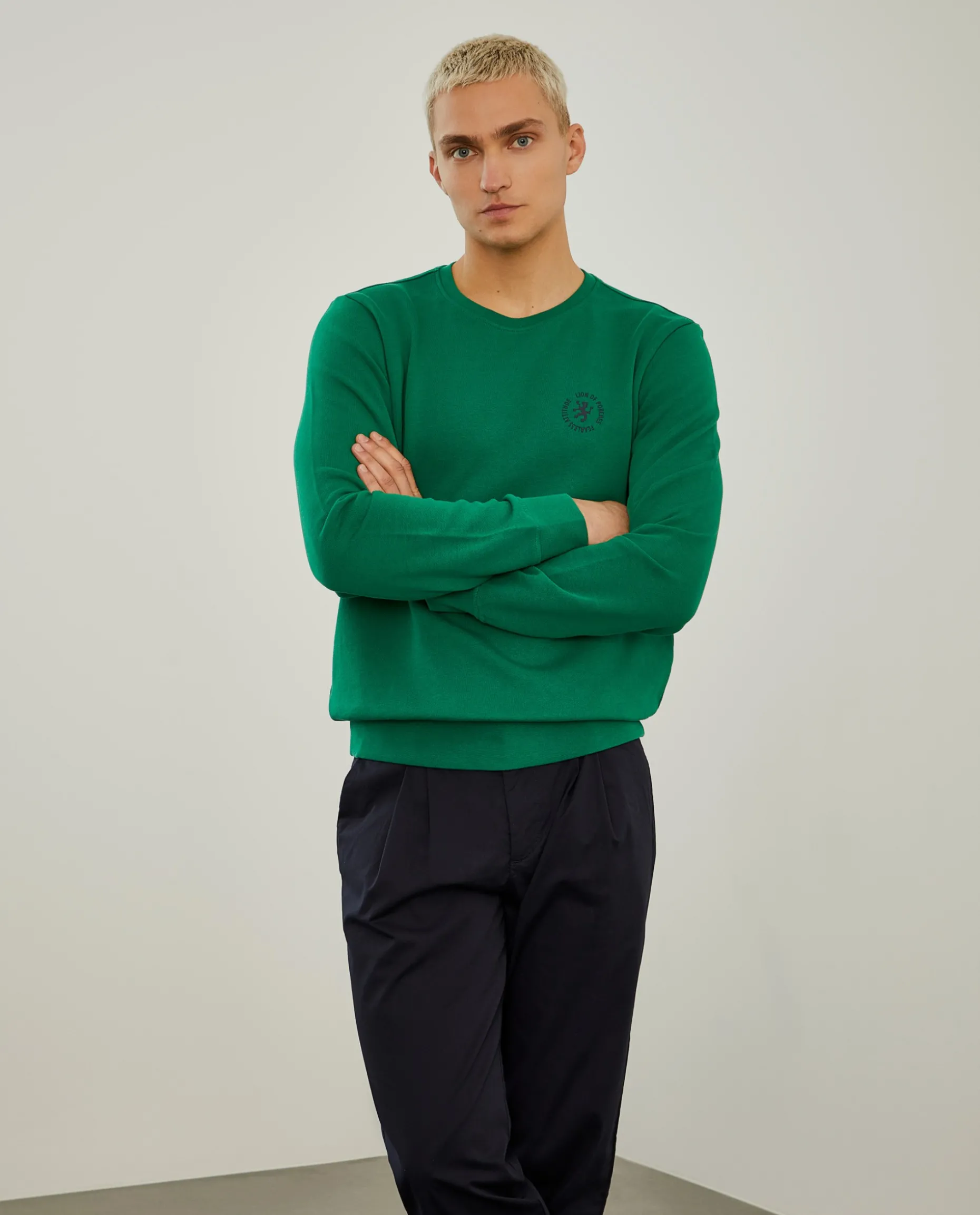 Sweater de gola redonda em algodão|LION OF PORCHES Clearance