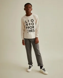 Sweater de manga comprida com branding no peito|LION OF PORCHES Online
