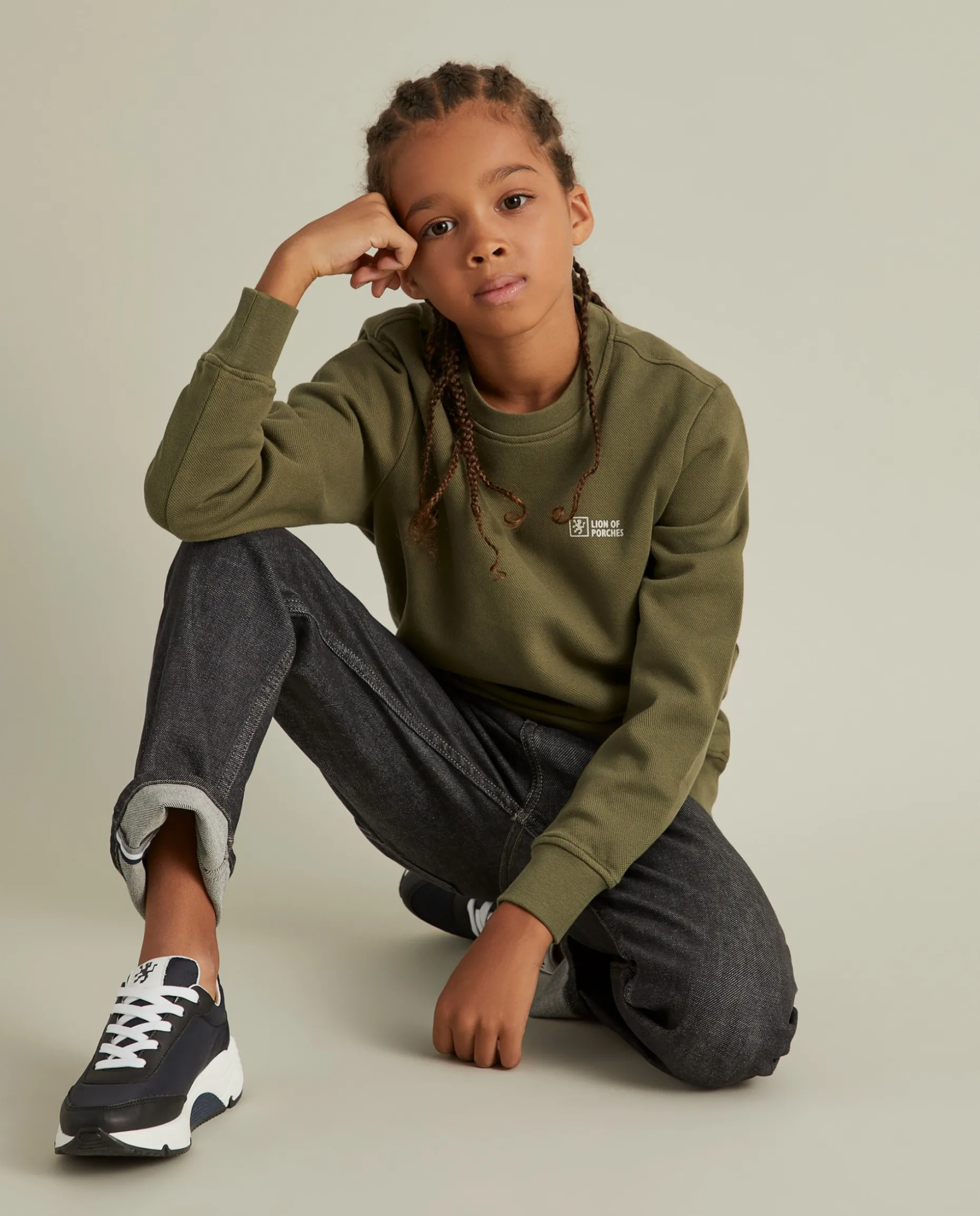 Sweater decote redondo em malha piqué|LION OF PORCHES Store