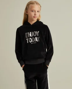 Sweater veludo com capuz e mensagem|LION OF PORCHES Online