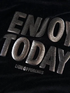 Sweater veludo com capuz e mensagem|LION OF PORCHES Online