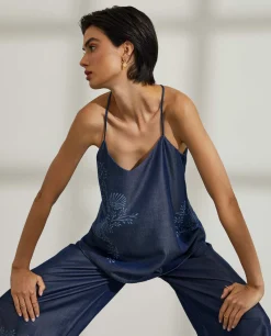 Top para mulher em lyocell com estampado floral e sem mangas|LION OF PORCHES Sale