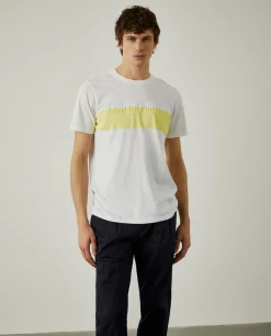 T-shirt 100% algodão com barra em contraste|LION OF PORCHES Fashion