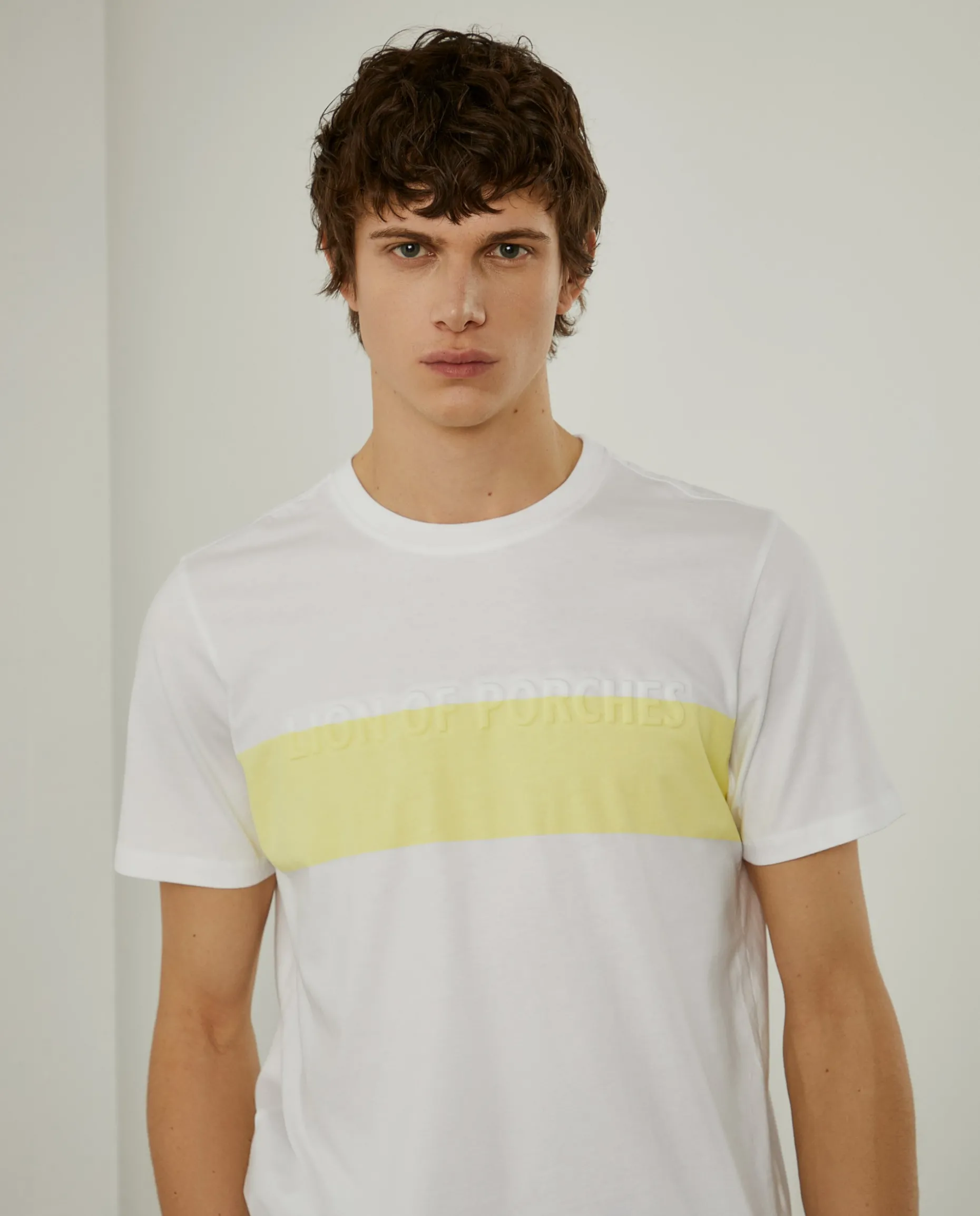 T-shirt 100% algodão com barra em contraste|LION OF PORCHES Fashion
