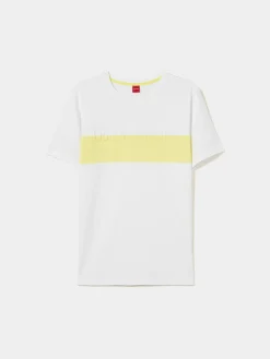 T-shirt 100% algodão com barra em contraste|LION OF PORCHES Fashion