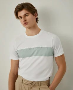 T-shirt 100% algodão com barra em contraste|LION OF PORCHES Outlet
