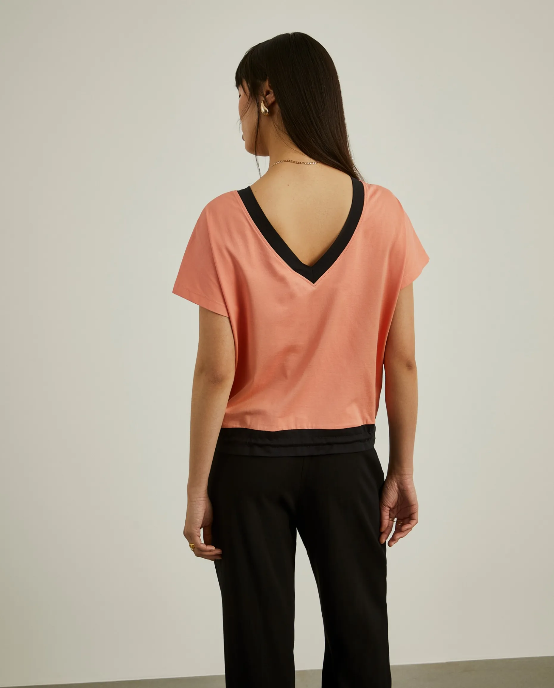 T-shirt color block com cintura ajustável|LION OF PORCHES New