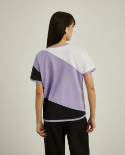 T-shirt color block decote em V|LION OF PORCHES Store